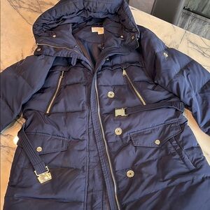 MICHAEL Michael Kors Blue Bomber Jacket Water-Resistant Quilted